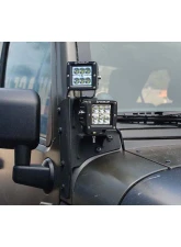 Steinjager Textured Black A-Pillar Double Light Mount Jeep Wrangler JK 2007-2018                                     - J0059631 - Image 4