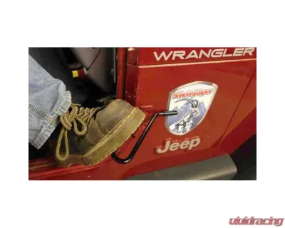Steinjager Black Powder Coat Rubber Stationary Foot Rest Kit Jeep Wrangler TJ 1997-2006 - J0028970