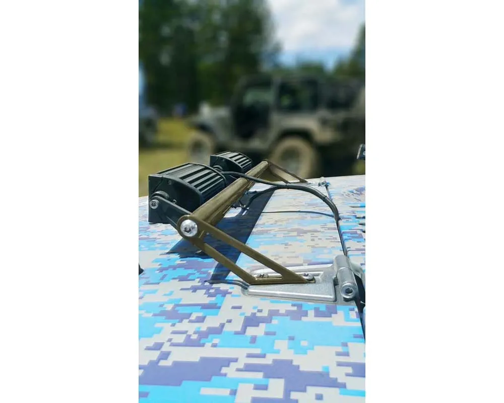 Steinjager LED Lights and Brackets Wrangler JK 2007-2018 Hood Hinge Mount Brackets and Lights Locas Green - J0041422