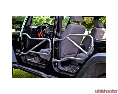 Steinjager Doors, Tubular Wrangler JK 2007-2018 Gray Hammertone Front and Rear Doors - J0041341