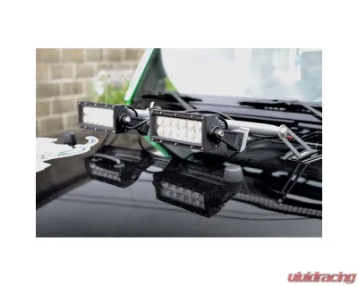 Steinjager LED Lights and Brackets Wrangler JK 2007-2018 Hood Hinge Mount Brackets and Lights Gray Hammertone - J0041425