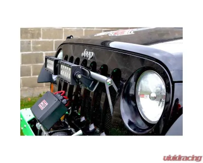 Steinjager LED Lights and Brackets Wrangler JK 2007-2018 External Grill Mount Brackets and Lights Gray Hammertone - J0041412