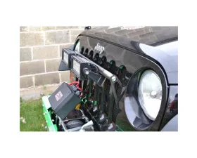 Steinjager LED Lights and Brackets Wrangler JK 2007-2018 External Grill Mount Brackets and Lights Texturized Black