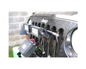 Steinjager LED Lights and Brackets Wrangler JK 2007-2018 External Grill Mount Brackets and Lights Bare Metal