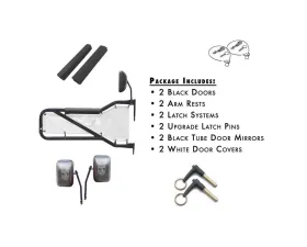 Steinjager Front Door Kit (Black Door - White Mesh) Jeep Wrangler JK 2007-2018