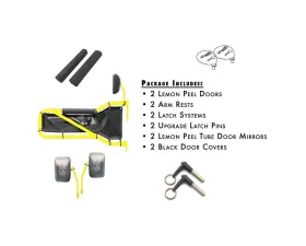 Steinjager Front Door Kit (Lemon Peel Door - Black Mesh) Jeep Wrangler JK 2007-2018