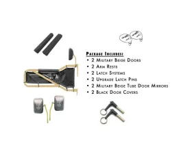 Steinjager Front Door Kit (Military Beige Door - Black Mesh) Jeep Wrangler JK 2007-2018