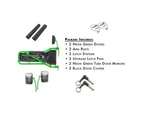 Steinjager Front Door Kit (Neon Green Door - Black Mesh) Jeep Wrangler JK 2007-2018