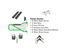 Steinjager Front Door Kit (Neon Green Door - White Mesh) Jeep Wrangler JK 2007-2018