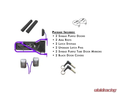 Steinjager Door Kit Wrangler JK 2007-2018 Front Sinbad Purple Doors - Black Covers - J0043823