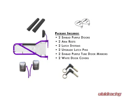 Steinjager Door Kit Wrangler JK 2007-2018 Front Sinbad Purple Doors - White Covers - J0043824