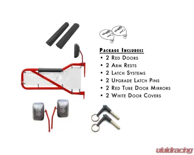 Steinjager Door Kit Wrangler JK 2007-2018 Front Red Baron Doors - White Covers - J0043825