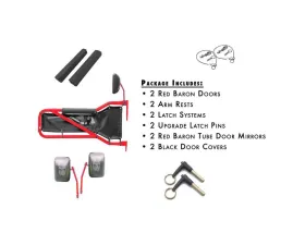 Steinjager Door Kit Wrangler JK 2007-2018 Front Red Baron Doors - Black Covers