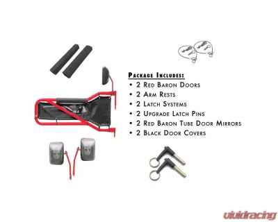 Steinjager Door Kit Wrangler JK 2007-2018 Front Red Baron Doors - Black Covers - J0043826