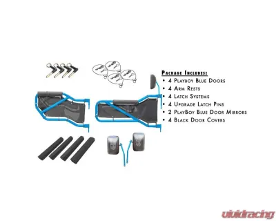 Steinjager Door Kit Wrangler JK 2007-2018 Front and Rear Playboy Blue Doors - Black Covers - J0043831