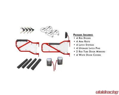 Steinjager Door Kit Wrangler JK 2007-2018 Front and Rear Red Baron Doors - White Covers - J0043832