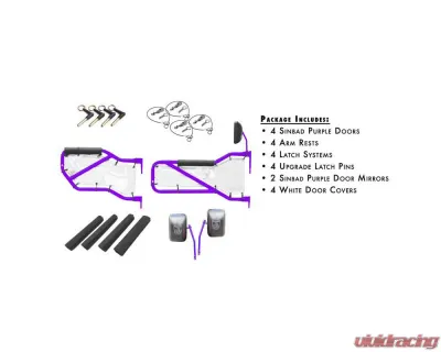 Steinjager Door Kit Wrangler JK 2007-2018 Front and Rear Sinbad Purple Doors - White Covers - J0043833