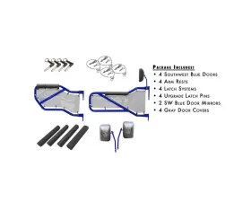 Steinjager Door Kit Wrangler JK 2007-2018 Front and Rear Southwest Blue Doors - Gray Covers