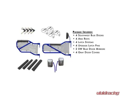 Steinjager Door Kit Wrangler JK 2007-2018 Front and Rear Southwest Blue Doors - Gray Covers - J0043834