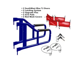 Steinjager Door Kit Wrangler TJ 1997-2006 Southwest Blue Doors - Red Covers