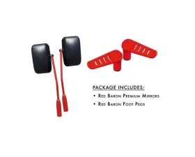 Steinjager Mirror and Foot Peg Kit Wrangler JK 2007-2018 Red Baron