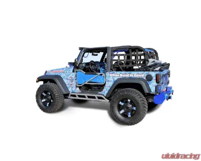 Steinjager Rock Sliders Wrangler JK 2007-2018 2 Door Bare Knuckles Style Gray Hammertone - J0044831