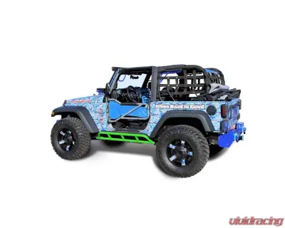 Steinjager Rock Sliders Wrangler JK 2007-2018 2 Door Bare Knuckles Style Neon Green - J0044826