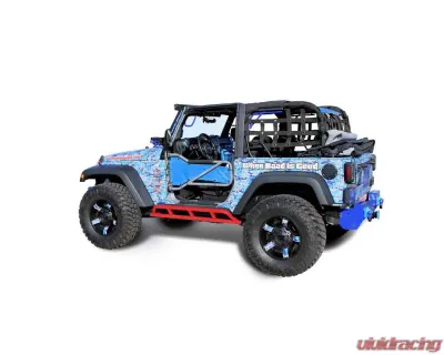 Steinjager Rock Sliders Wrangler JK 2007-2018 2 Door Bare Knuckles Style Red Baron - J0044822