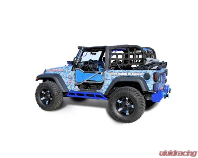 Steinjager Rock Sliders Wrangler JK 2007-2018 2 Door Bare Knuckles Style Southwest Blue - J0044823