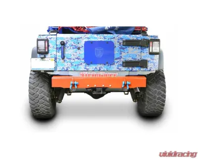 Steinjager Bumper, Rear Wrangler JK 2007-2018 Cap Style with D-Ring Mounts Fluorescent Orange - J0048138