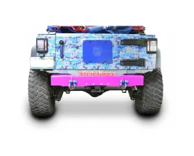 Steinjager Bumper, Rear Wrangler JK 2007-2018 Cap Style with D-Ring Mounts Hot Pink