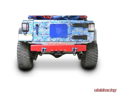 Steinjager Bumper, Rear Wrangler JK 2007-2018 Cap Style with D-Ring Mounts Red Baron - J0048139