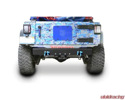 Steinjager Bumper, Rear Wrangler JK 2007-2018 Cap Style with D-Ring Mounts Texturized Black - J0048147