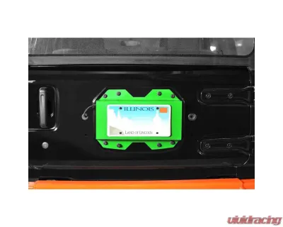 Steinjager Rear License Plate Relocator Wrangler JL 2018 to Present Neon Green - J0048644