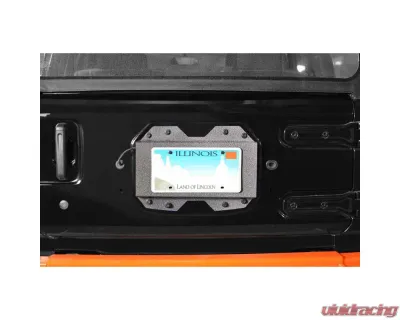 Steinjager Rear License Plate Relocator Wrangler JL 2018 to Present Gray Hammertone - J0048649