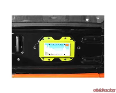 Steinjager Rear License Plate Relocator Wrangler JL 2018 to Present Neon Yellow - J0048652