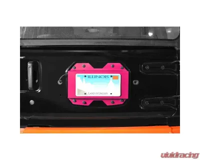 Steinjager Rear License Plate Relocator Wrangler JL 2018 to Present Hot Pink - J0048654