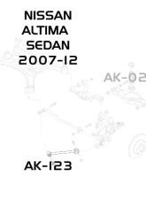 Godspeed Project Adjustable Toe Rear Arms Trailing Arms Nissan Altima Sedan L32 2007-2012                                     - AK-123-A - Image 6