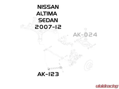 Godspeed Project Adjustable Toe Rear Arms Trailing Arms Nissan Altima Sedan L32 2007-2012 - AK-123-A