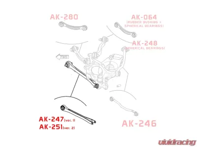 Godspeed Project Adjustable Rear Trailing Arms Dodge Magnum 2005-2008 - AK-247-D