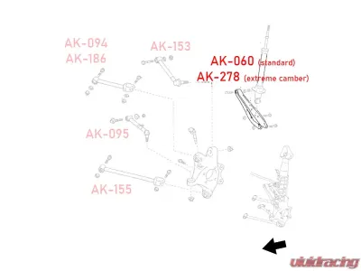 Godspeed Project Adjustable Rear Lower Control Arms Extreme Camber Edition Lexus IS250 2006-2013 - AK-278-C
