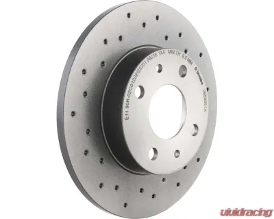 Brembo Premium UV Coated Rear Xtra Cross Drilled Brake Rotor for Fiat 500 2012-2019 - 08.5085.1X