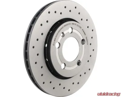 Brembo Premium UV Coated Rear Xtra Cross Drilled Brake Rotor for Audi TT MK1, VW Golf, Jetta - 09.A652.1X