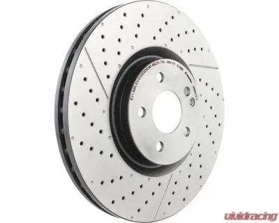 Brembo Premium UV Coated Front Brake Rotor for Mercedes-Benz CLA45 AMG 2014-2019, GLA45 AMG 2015-2019, High Carbon, Drilled & Grooved - 09.B913.11