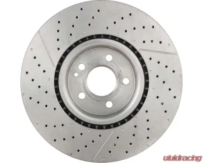Brembo Premium UV Coated Front Brake Rotor for Mercedes-Benz CLA45 AMG 2014-2019, GLA45 AMG 2015-2019, High Carbon, Drilled & Grooved - 09.B913.11