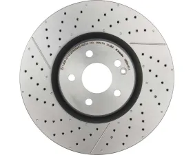 Brembo Premium UV Coated Front Brake Rotor for Mercedes-Benz CLA45 AMG 2014-2019, GLA45 AMG 2015-2019, High Carbon, Drilled & Grooved