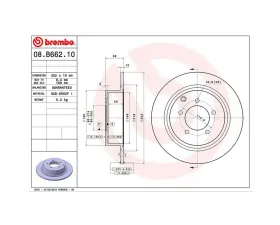 Brembo Premium UV Coated Rear Brake Rotor 302mm Solid Grey Cast Iron 5-Hole 08.B662.11
