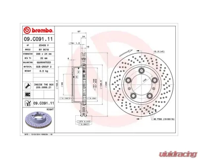 Brembo Premium UV Coated Front Brake Rotor 298mm Vented High Carbon - Universal Fitment - 09.C091.11