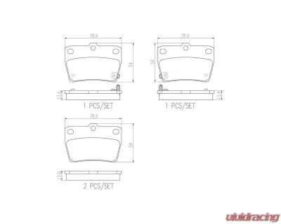 Brembo Brakes P83119N Premium NAO Ceramic Brake Pads - Universal Fitment 14.2mm Thickness - P83119N
