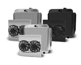 AFCO Aluminum Black Radiator & Shroud Dual Black Shroud Chevrolet Truck 1955-1959